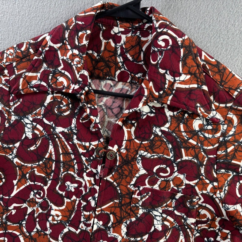 Vintage Hawaiian Shirt Mens Small 19.5x29 Full Zip Talon Loop Collar Camp